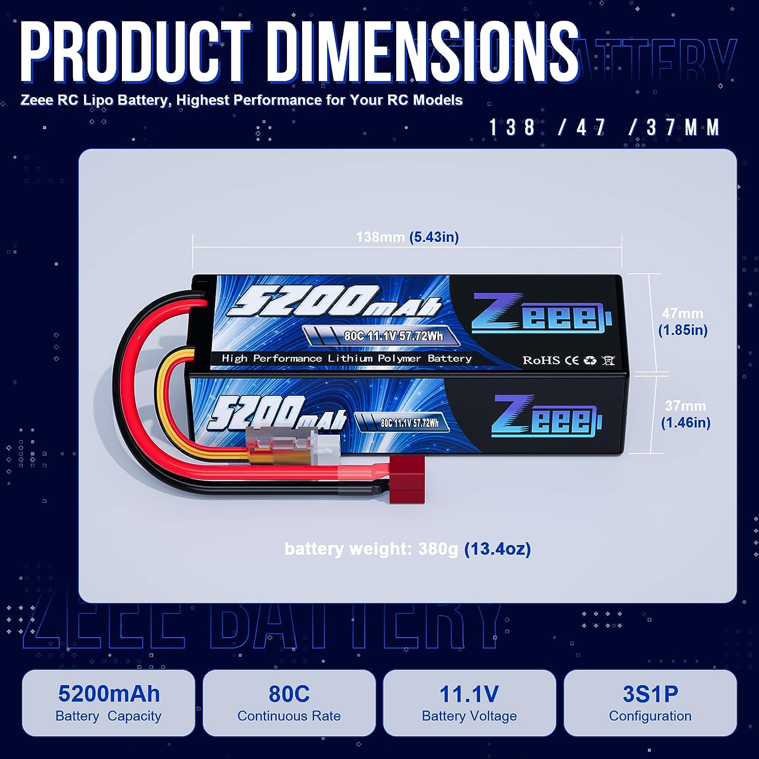 1/2pcs Zeee 3S 5200mAh Lipo Ba - огляд і ціна 6S Lipo Battery 22.2V 5000Mah