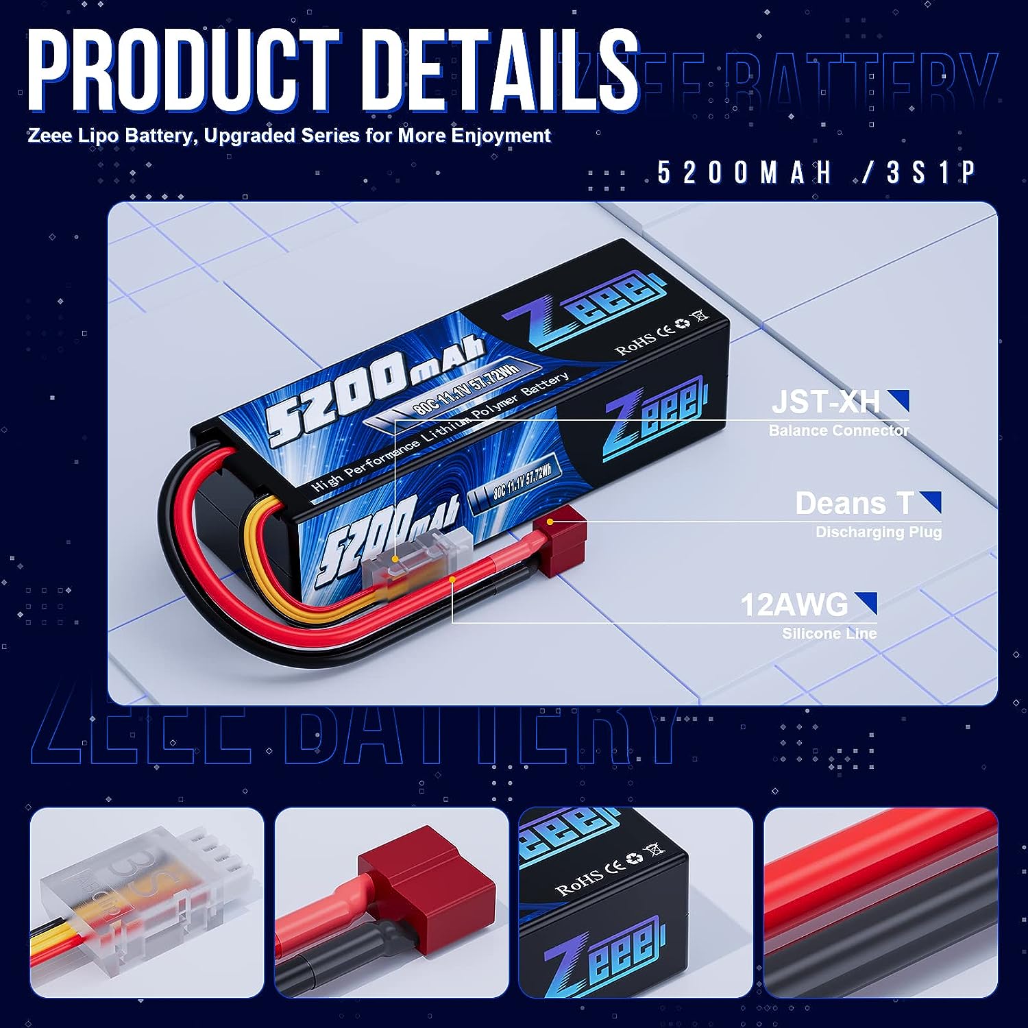 1/2pcs Zeee 3S 5200mAh Lipo Ba - огляд і ціна 6S Lipo Battery 22.2V 5000Mah